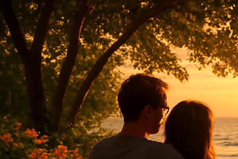 Pareja frente al mar