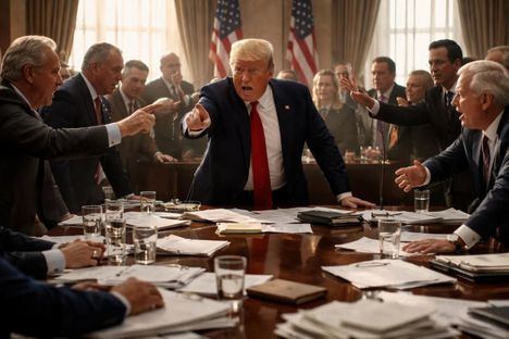 Políticos debaten acaloradamente en el Parlamento, con Trump presente