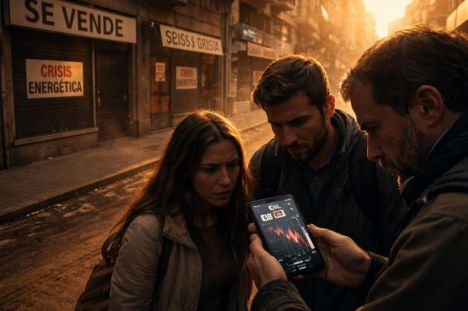 Calle desierta con carteles de