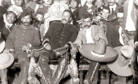 Pancho Villa y Emiliano Zapata en el palacio presidencial