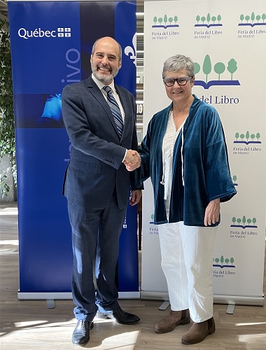 Eva Orúe (Feria del Libro de Madrid) y Maël Solen Picard (Oficina de Québec en Barcelona) 2023_