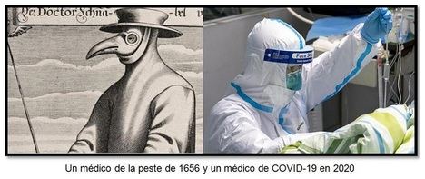 Un médico de la peste de 1656 y un médico de COVID-19 en 202o