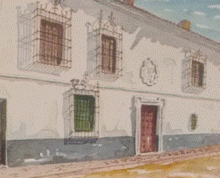 Casa solariega de D. Juan López Caballero. Acuarela de José Luis Samper