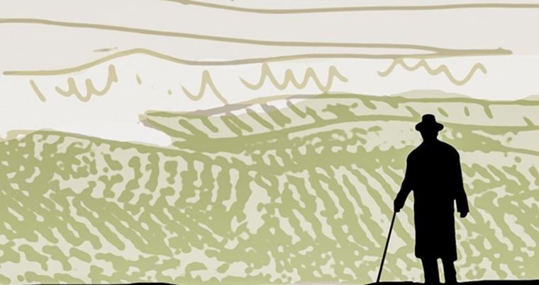 “Por estos campos de la tierra mía, / bordados de olivares polvorientos, / voy caminando solo, / triste, cansado, pensativo y viejo”.