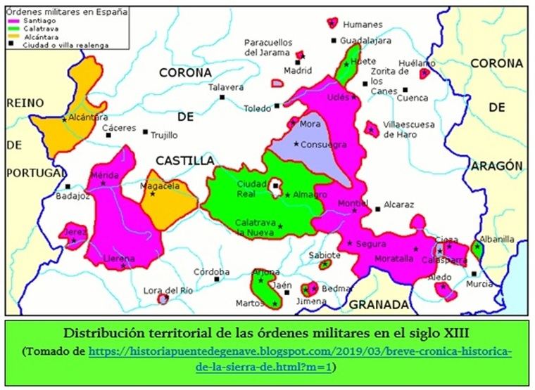 Distribución de las órdenes militares en el siglo XIII