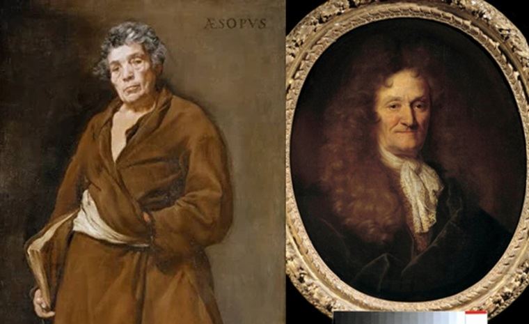 ESOPO. Cuadro de Velázquez Jean La Fontaine. Retrato pintado por Nicolas de Largillière.