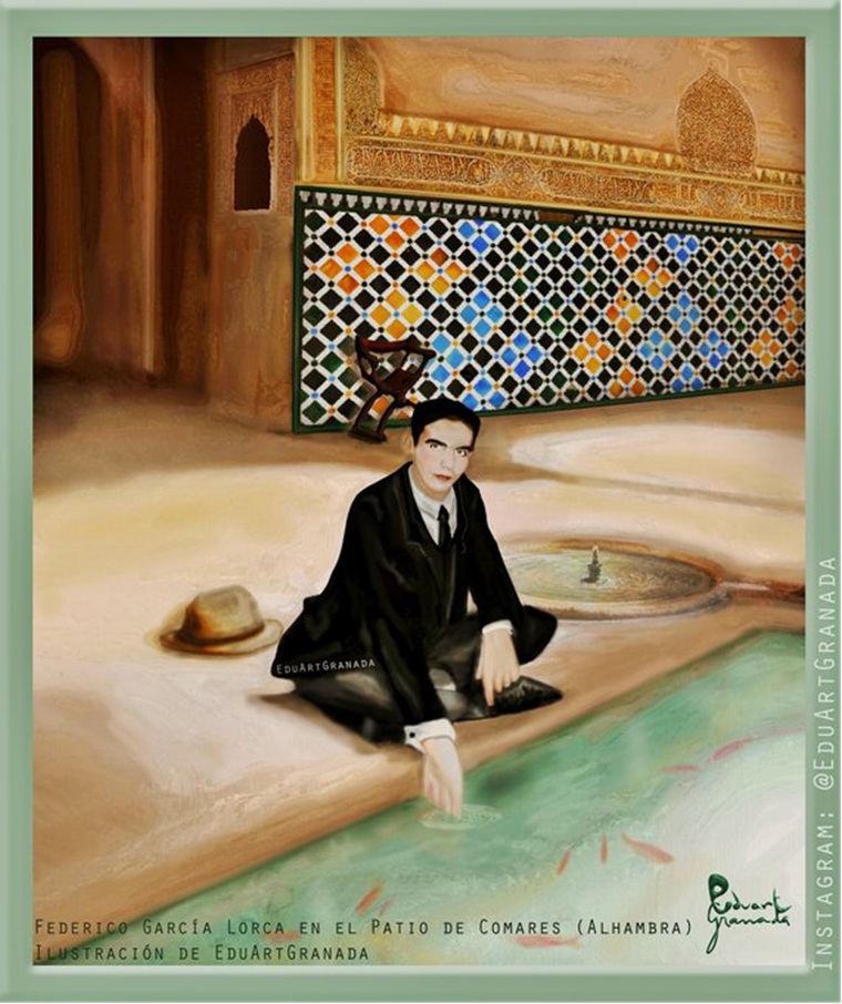FEDERICO GARCÍA LORCA [En el Patio de Comares, de La Alhambra].