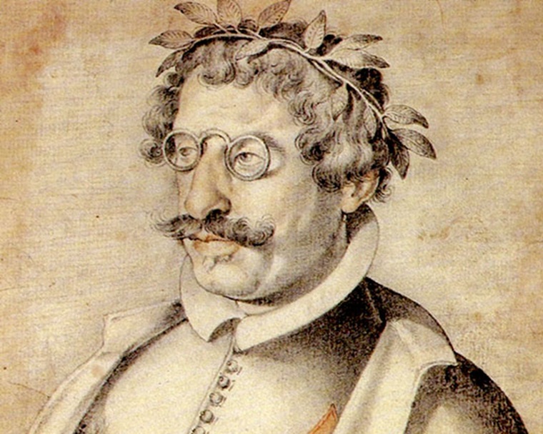FRANCISCO DE QUEVEDO (1589-1645) Retrato procedente de Francisco Pacheco (El libro de descripción de verdaderos retratos, ilustrtes y memorables varones. Sevilla, 1599).