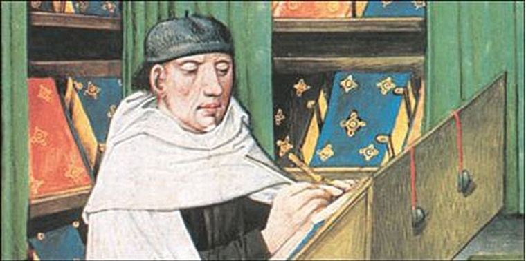 Ilustración de Gonzalo de Berceo que se conserva en la Casa de los Chapiteles (Logroño).