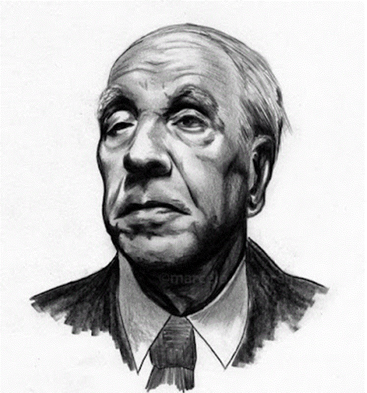 JORGE LUIS BORGES. Dibujo a lápiz sobre papel de Marcelo Ferreira de Abreu
