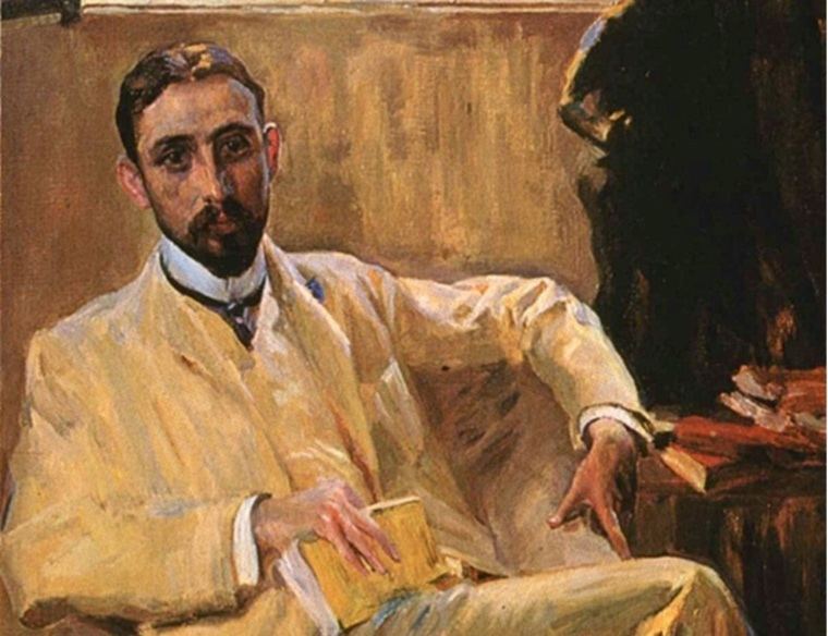 Fragmento del cuadro de Juan Ramón Jiménez retratado por Joaquín Sorolla hacia 1903
