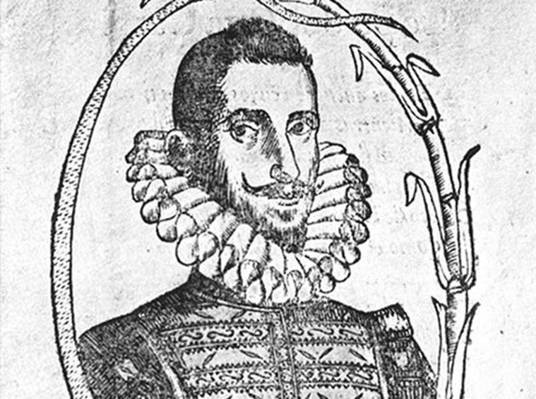 Primer retrato de Lope de Vega. Publicado en las dos primeras ediciones de «La Arcadia» (1598-1599) y en la primera del «Isidro» (1599). Anónimo. Biblioteca Nacional (Madrid).