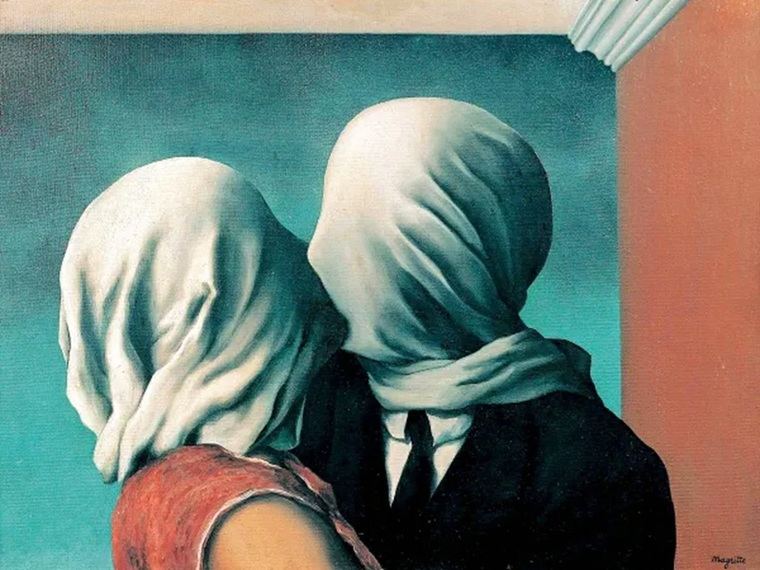 'Los amantes'. Pintura surrealista realizada en París, en 1928, por René Magritte