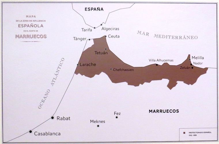 Mapa de la zona de influencia española en el Norte de Marruecos
