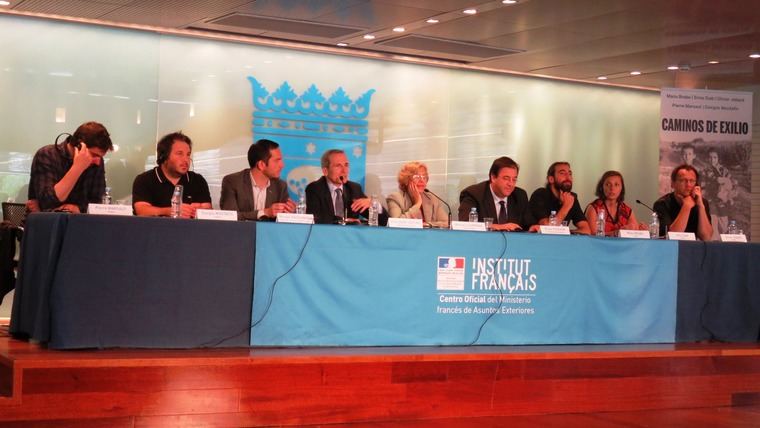 De izquierda a derecha, Pierre Marsaut, Giorgos Moutafis, Nicolas Kassianides, Yves Saint- Geours, Manuela Carmena, Bruno Foucher, Manu Brabo, Sima Diab y Olivier Jobard