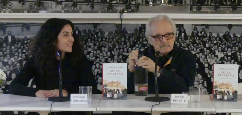 Javier Reverte con la editora Virginia Fernández