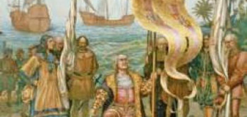 Cristóbal Colón a su llegada al Nuevo Mundo